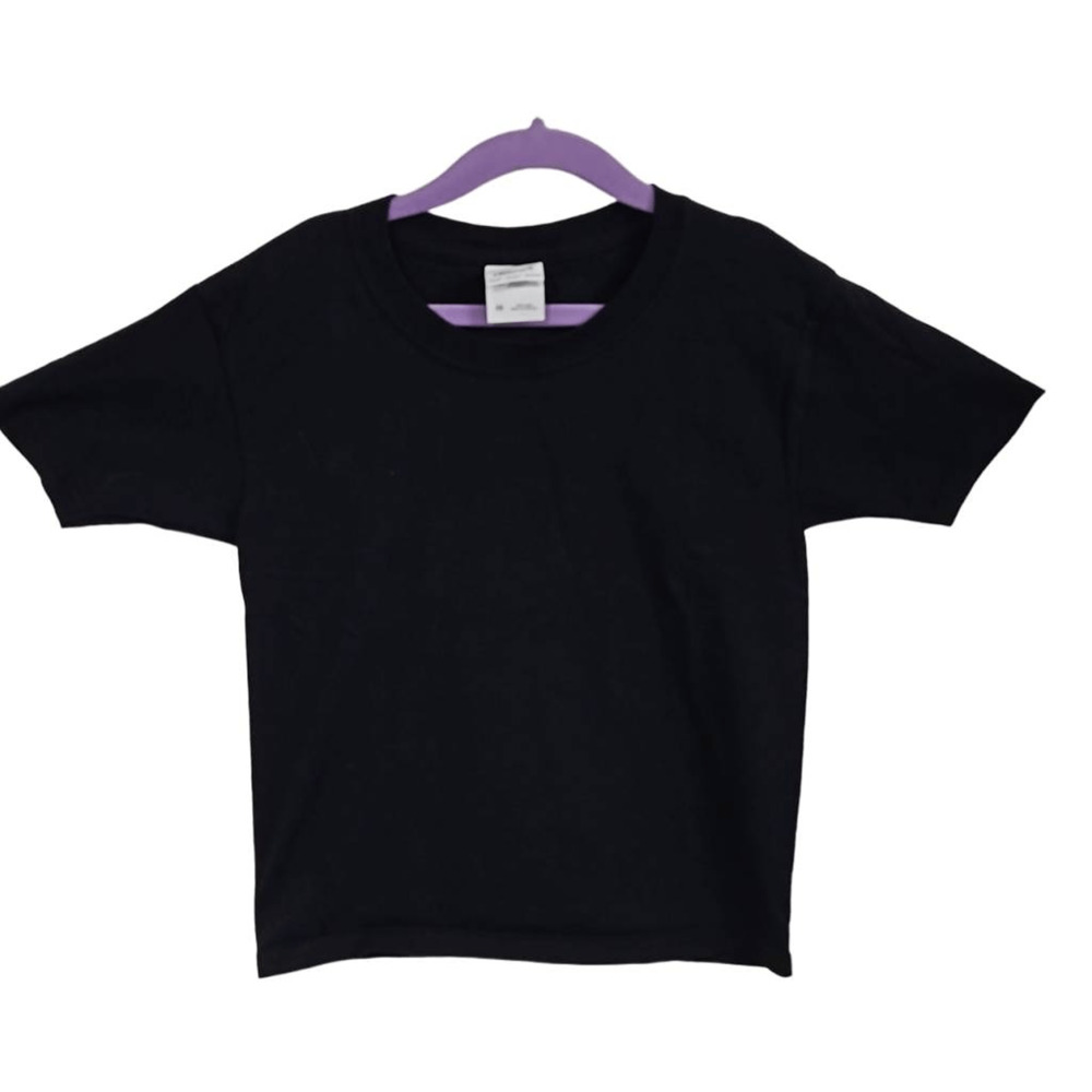 Jerzees Unisex Kids XS Crew Neck Casual Shirt Solid Black 100% Cotton Basic